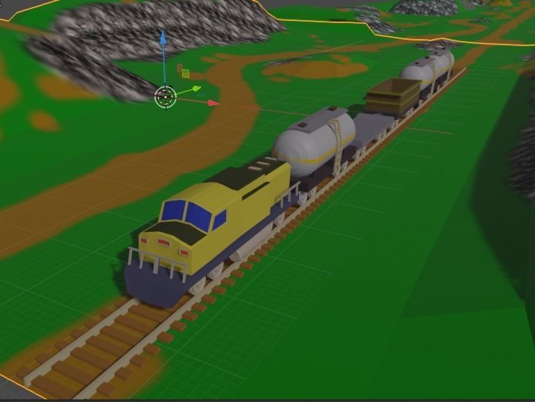 Low Poly Cargo Train Low-poly 3D model_15