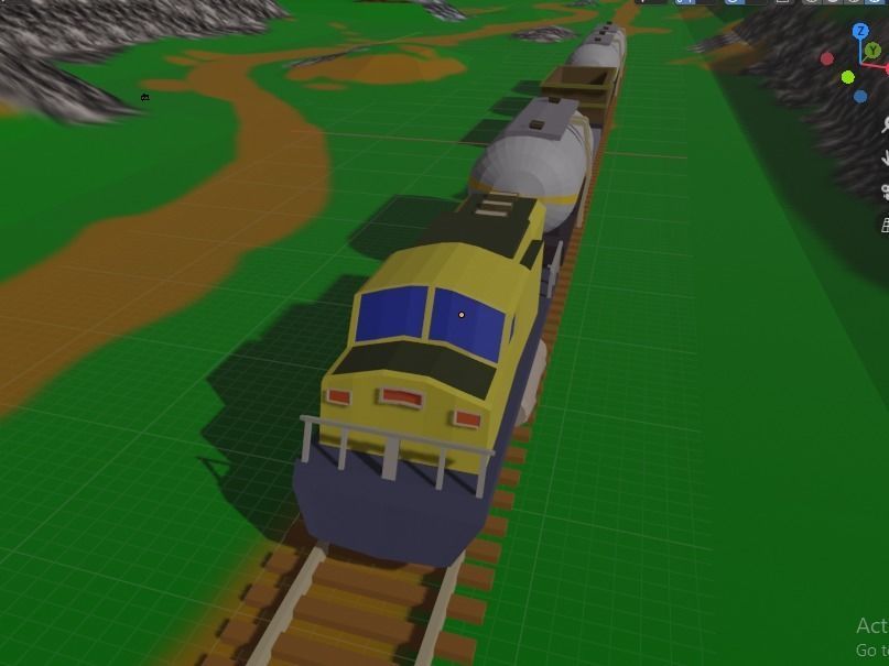 Low Poly Cargo Train Low-poly 3D model_1