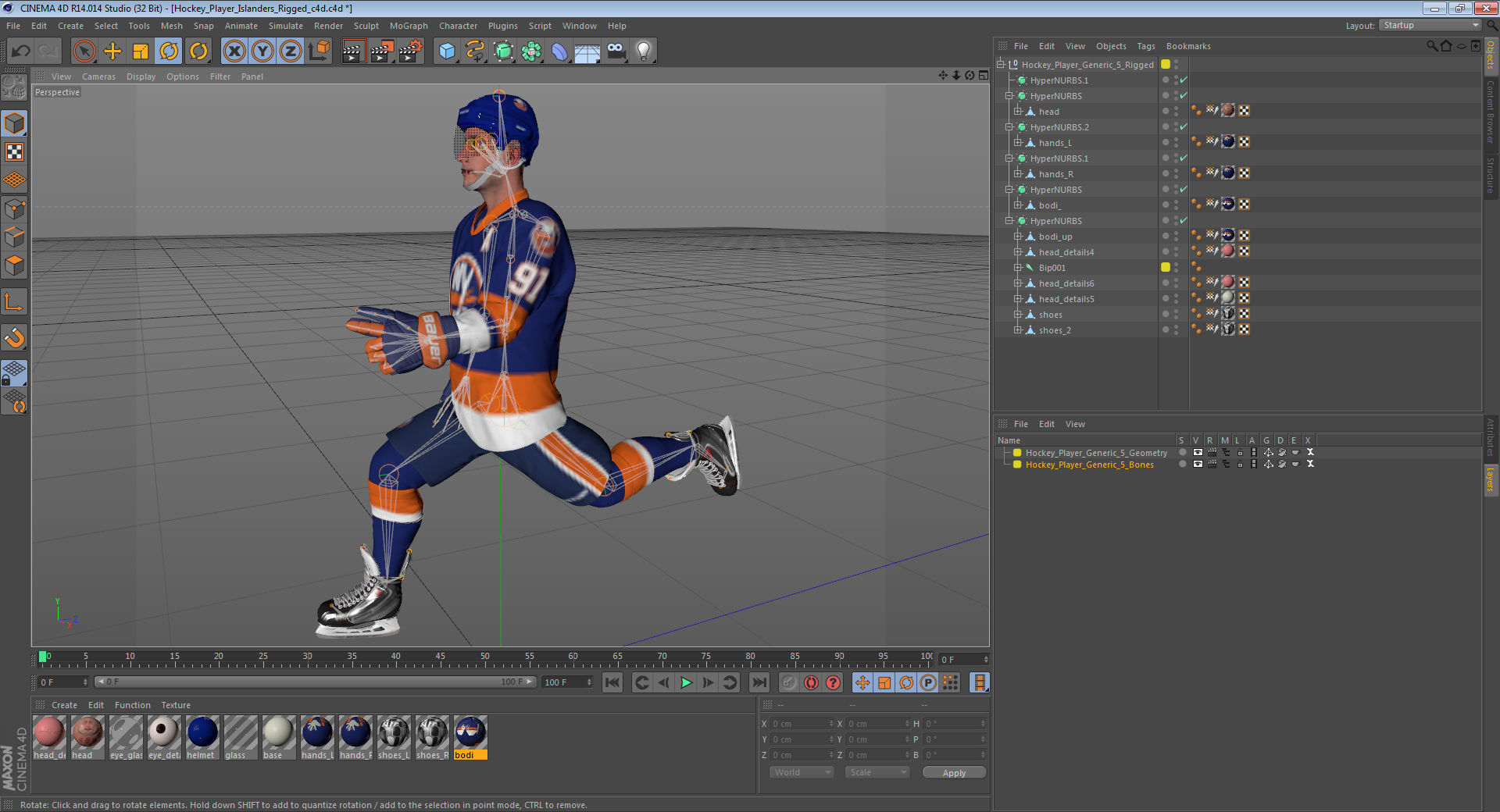 Hockey Player Islanders Rigged for Cinema 4D 3D model_43