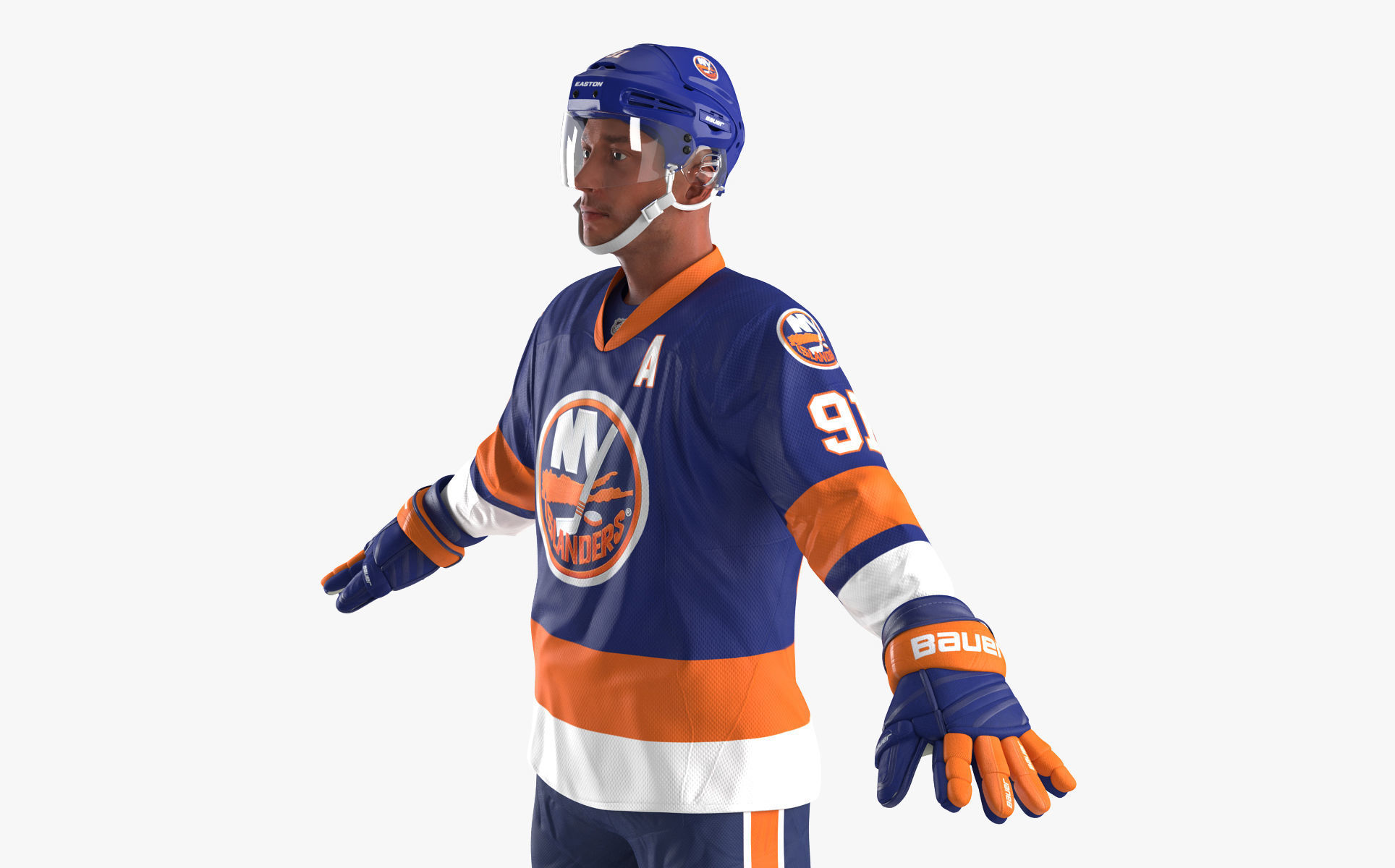 Hockey Player Islanders Rigged for Cinema 4D 3D model_21