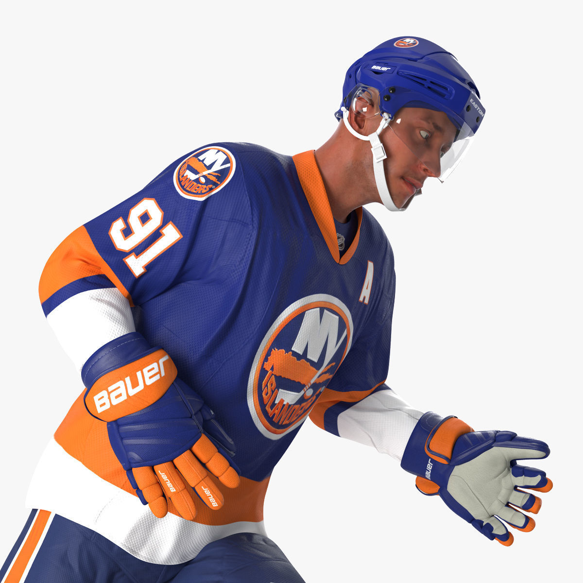 Hockey Player Islanders Rigged for Cinema 4D 3D model_14