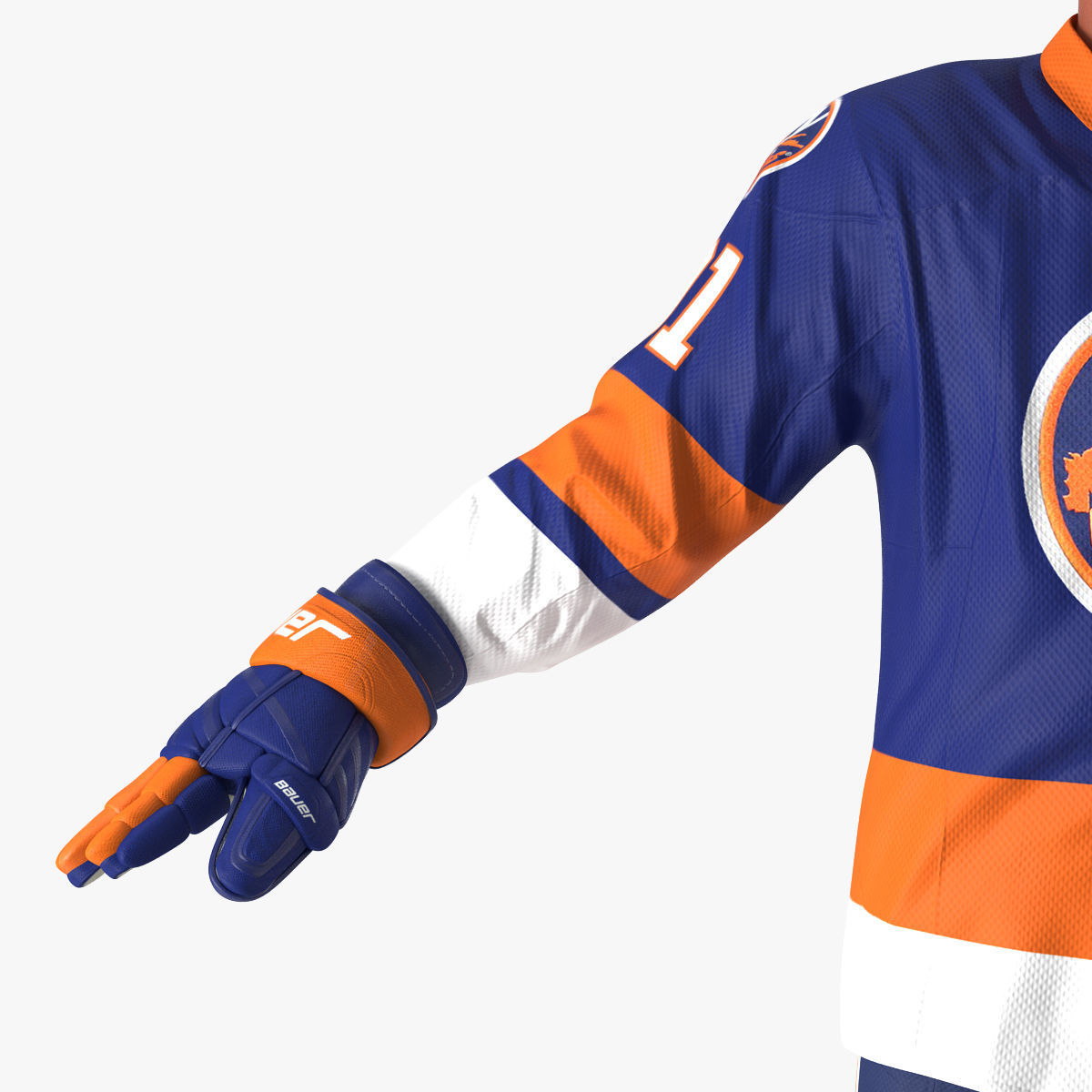 Hockey Player Islanders Rigged for Cinema 4D 3D model_23