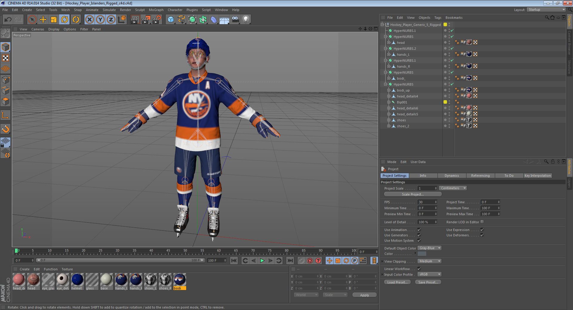Hockey Player Islanders Rigged for Cinema 4D 3D model_42