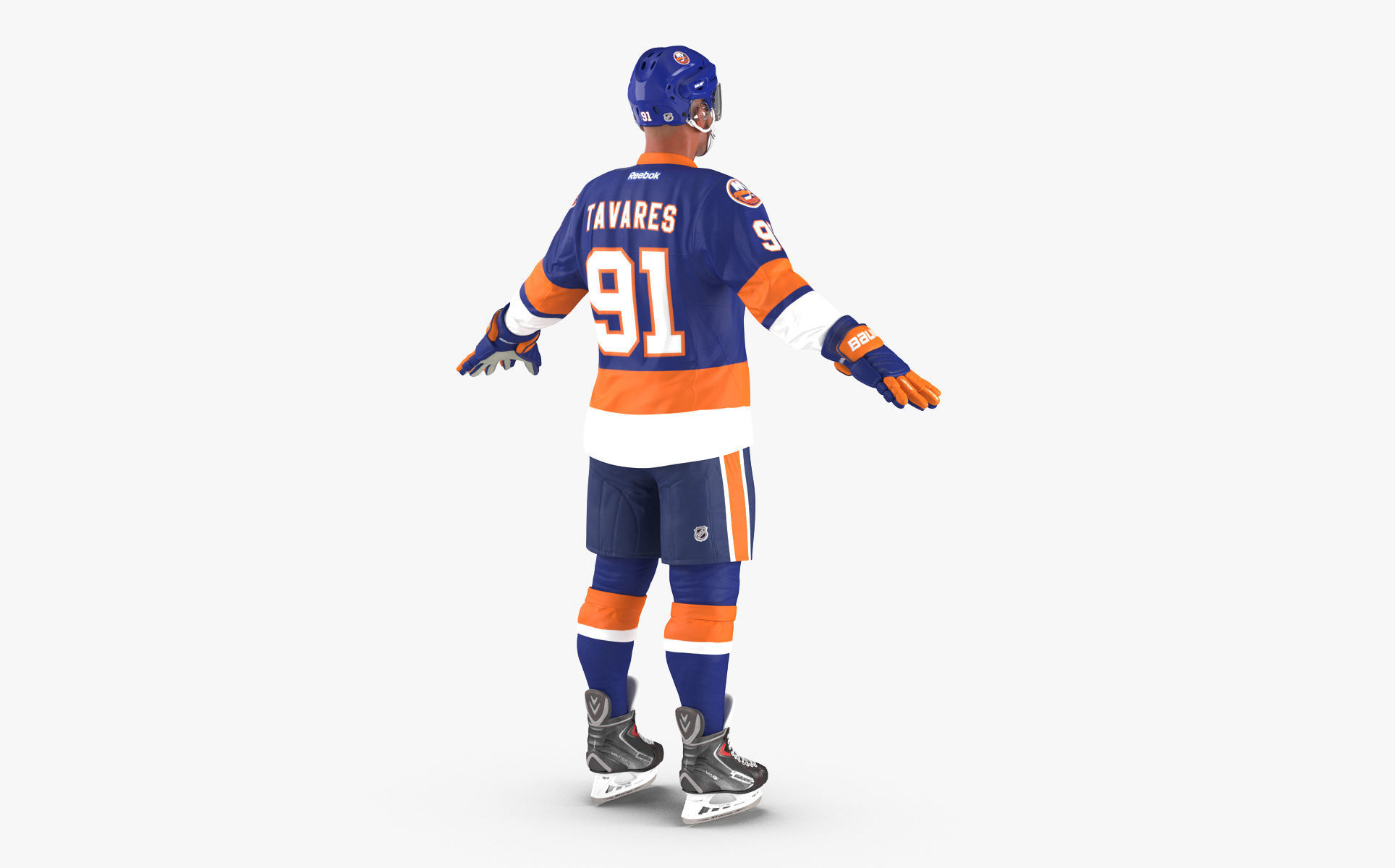 Hockey Player Islanders Rigged for Cinema 4D 3D model_4