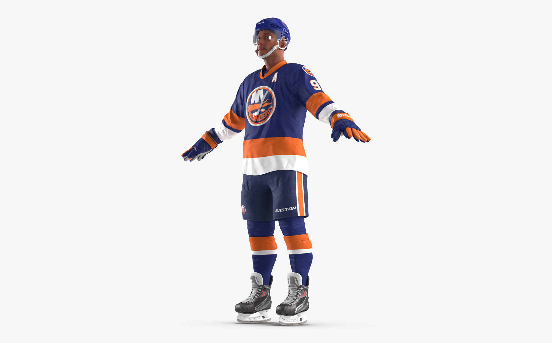 Hockey Player Islanders Rigged for Cinema 4D 3D model_1