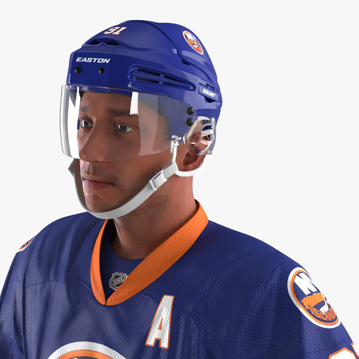 Hockey Player Islanders Rigged for Cinema 4D 3D model_29