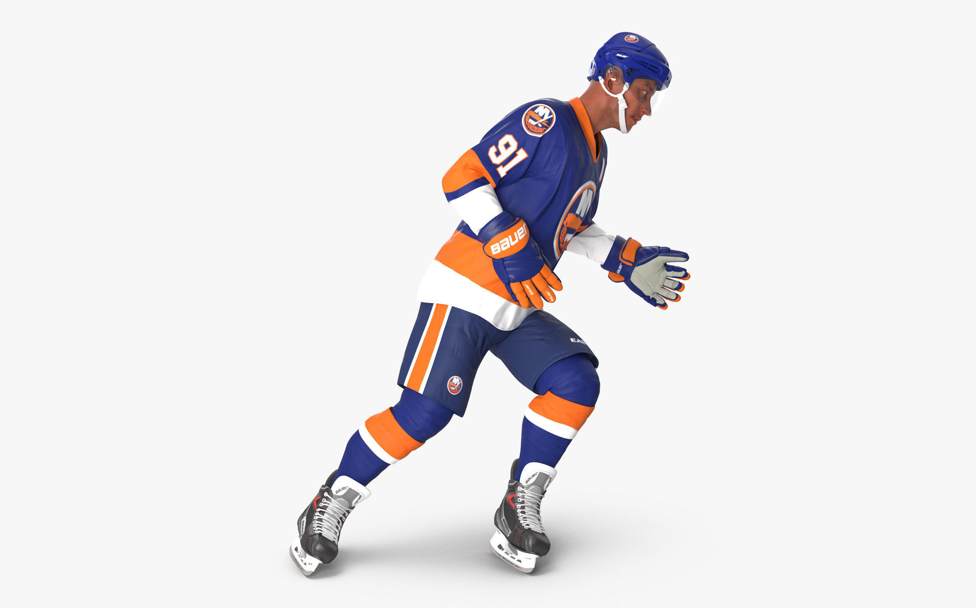 Hockey Player Islanders Rigged for Cinema 4D 3D model_8
