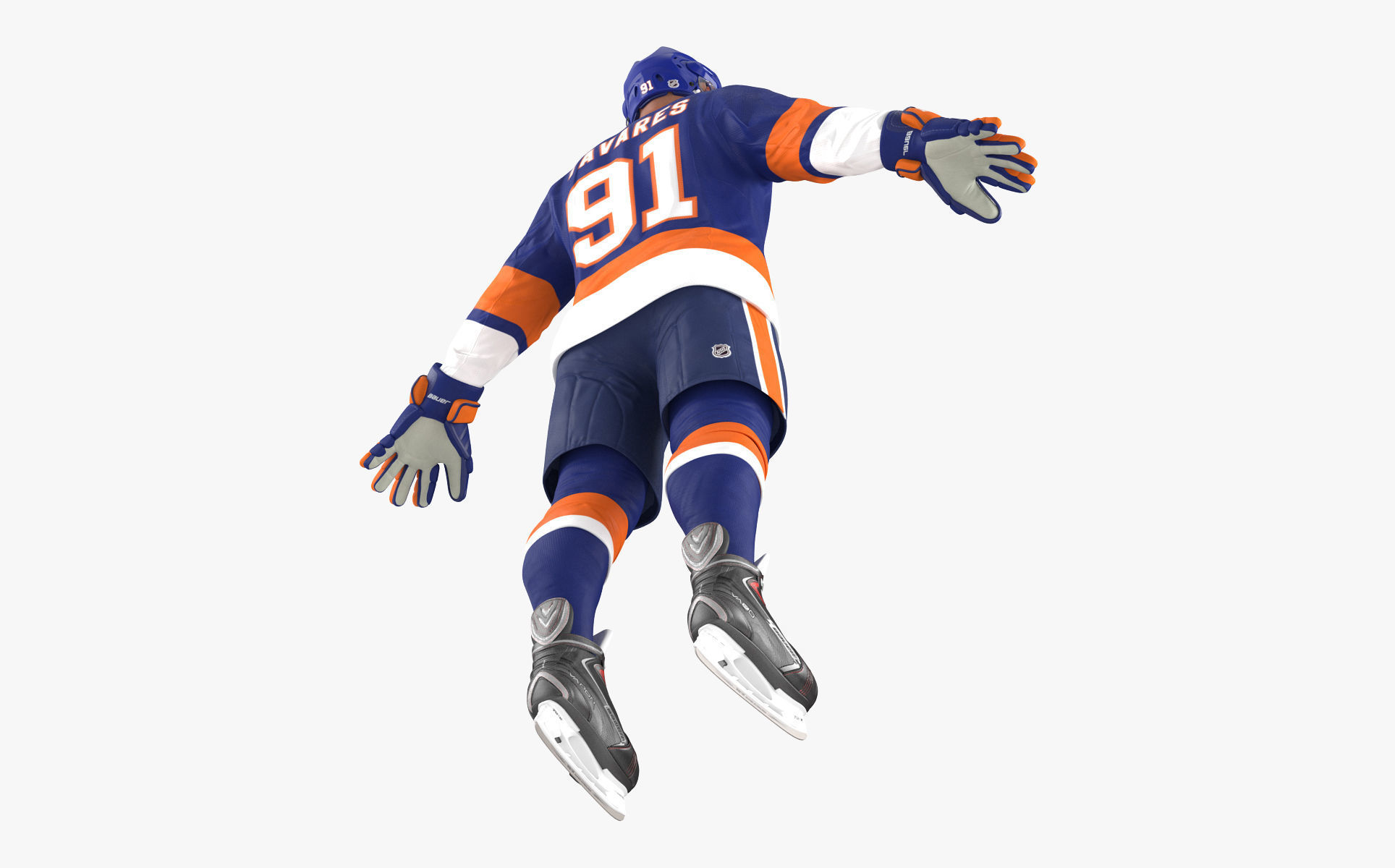 Hockey Player Islanders Rigged for Cinema 4D 3D model_6