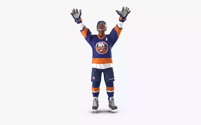 Hockey Player Islanders Rigged for Cinema 4D 3D model