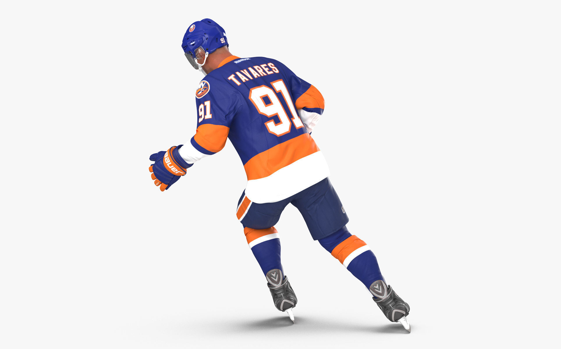 Hockey Player Islanders Rigged for Cinema 4D 3D model_9