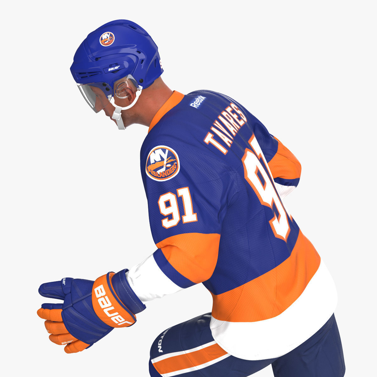 Hockey Player Islanders Rigged for Cinema 4D 3D model_10