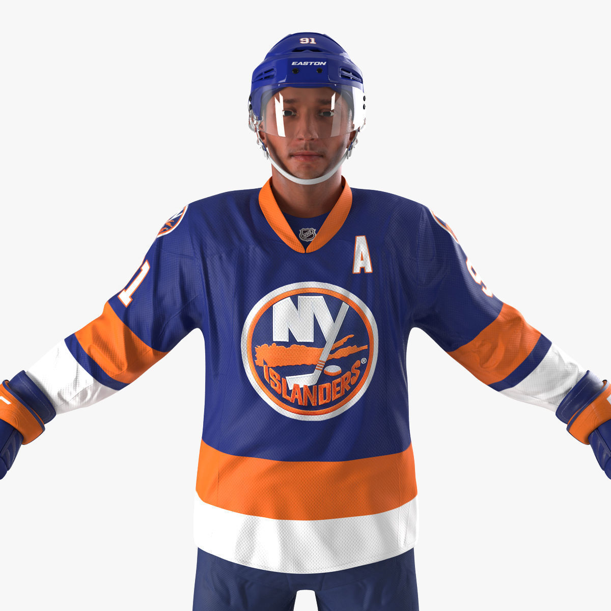 Hockey Player Islanders Rigged for Cinema 4D 3D model_16