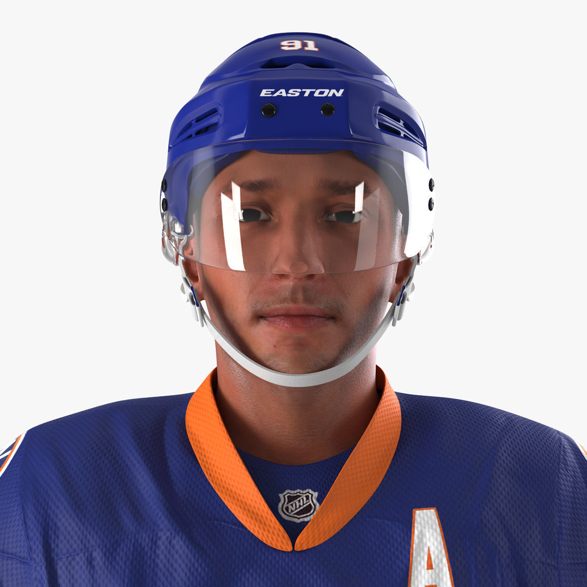 Hockey Player Islanders Rigged for Cinema 4D 3D model_25