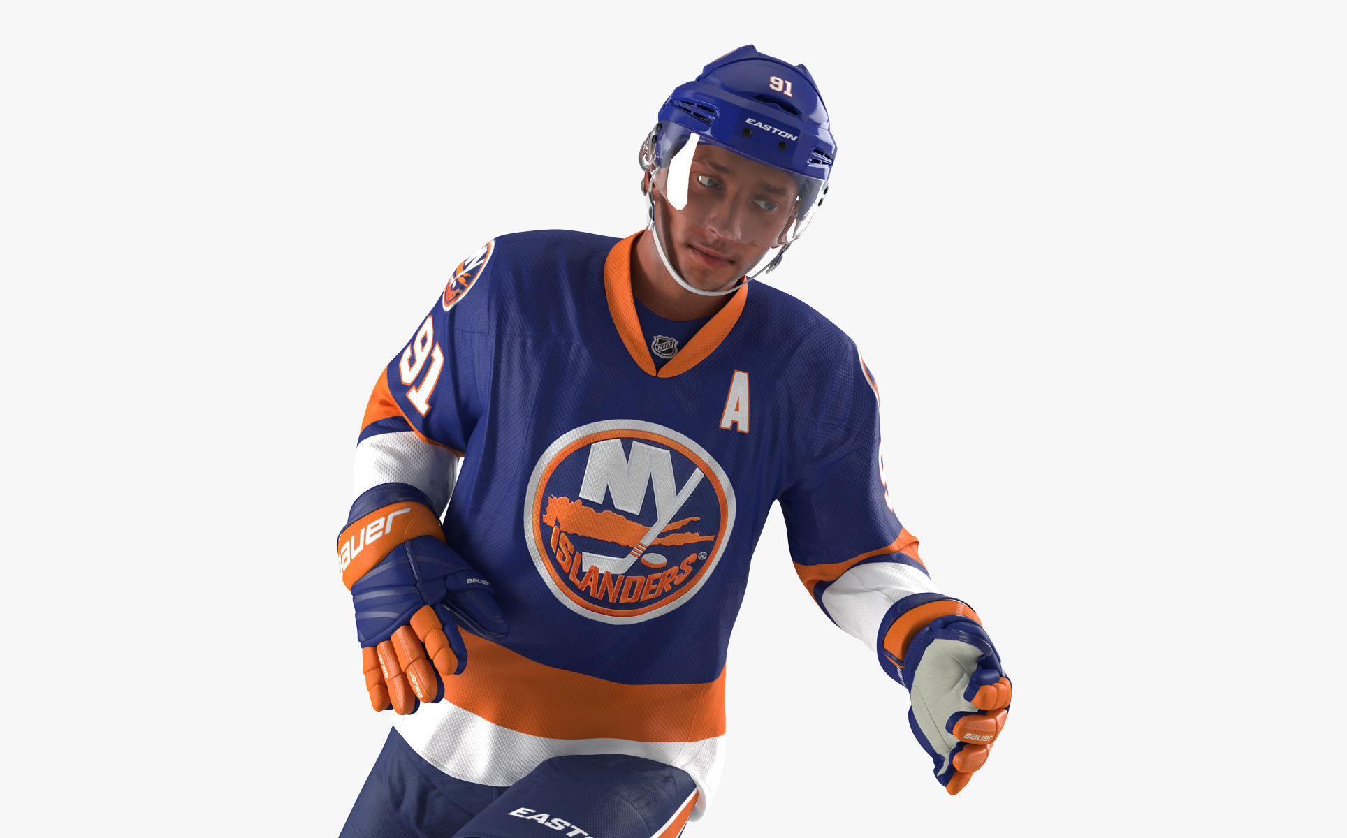 Hockey Player Islanders Rigged for Cinema 4D 3D model_13