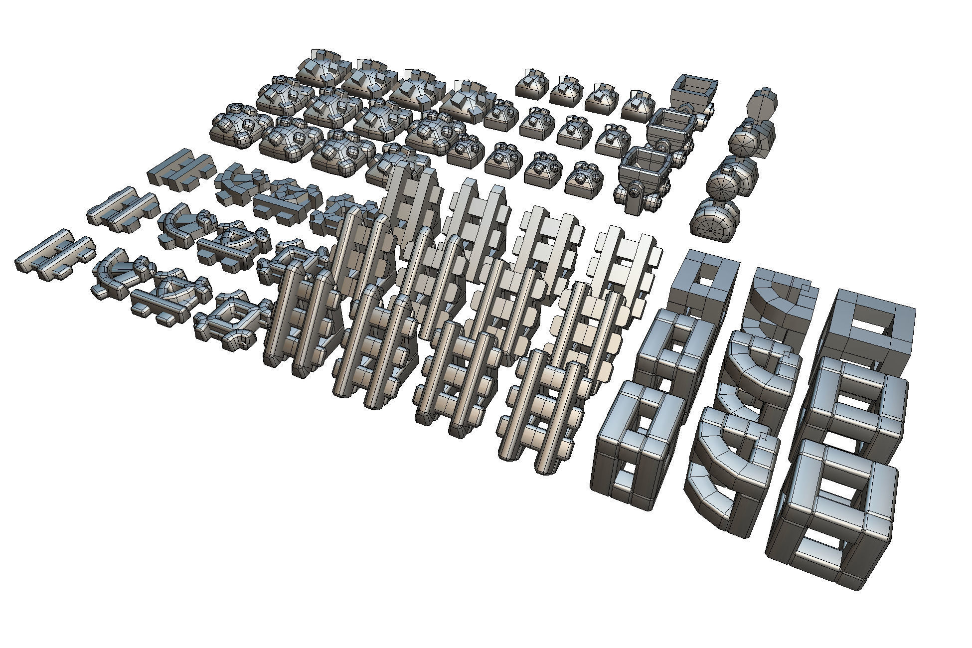 Cube World Mine Rail System - Proto Series Low-poly 3D model_6