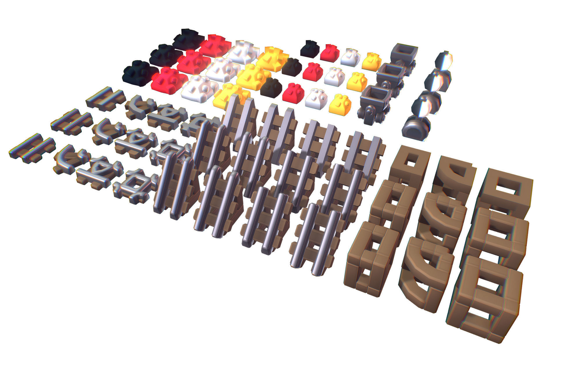 Cube World Mine Rail System - Proto Series Low-poly 3D model_5