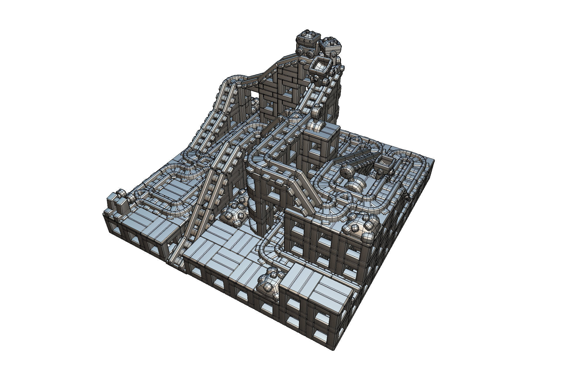 Cube World Mine Rail System - Proto Series Low-poly 3D model_2