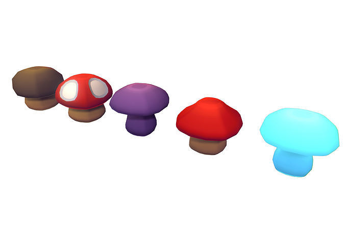 Cube World Mushrooms - Proto Series Low-poly 3D model