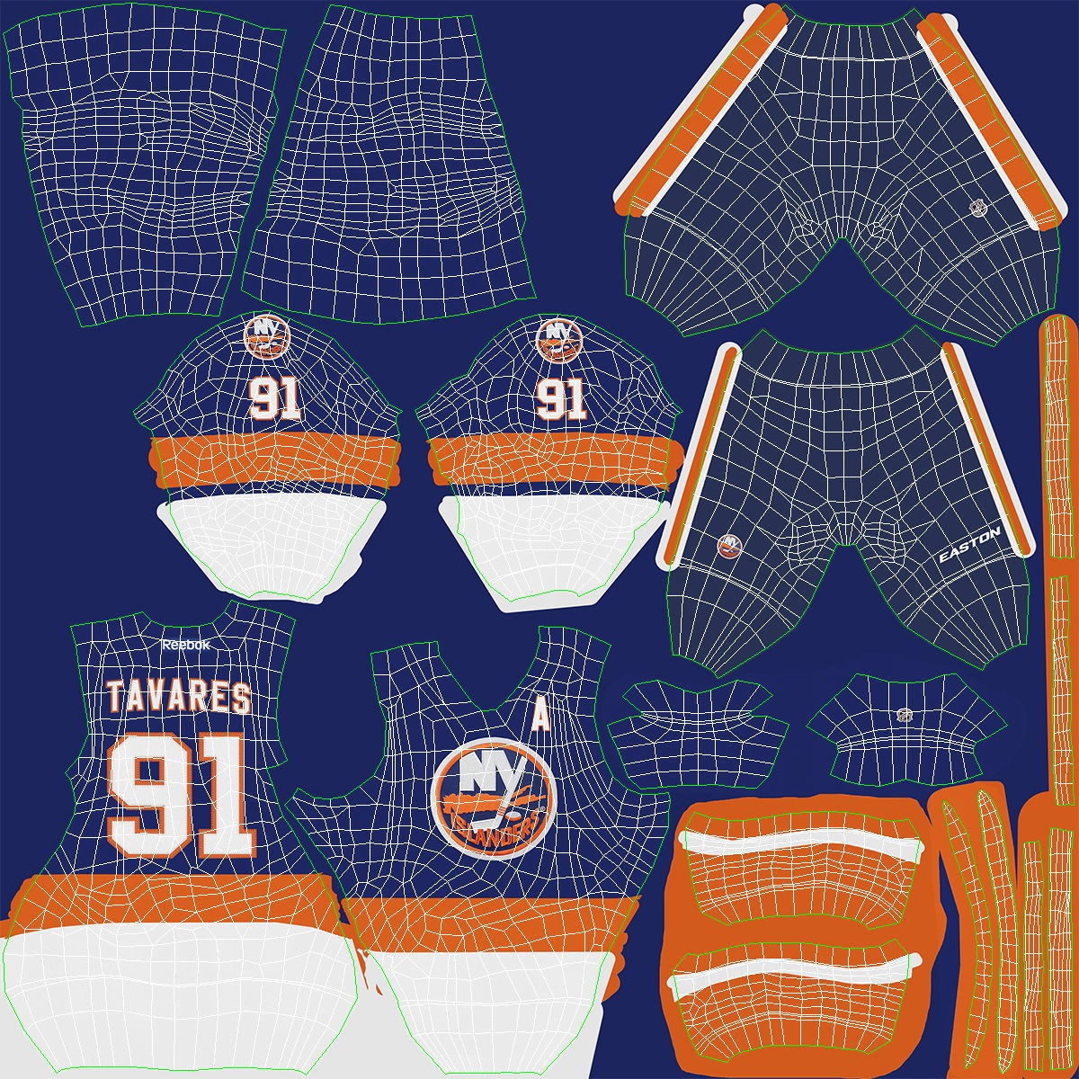 Hockey Player Islanders Rigged for Maya 3D model_49