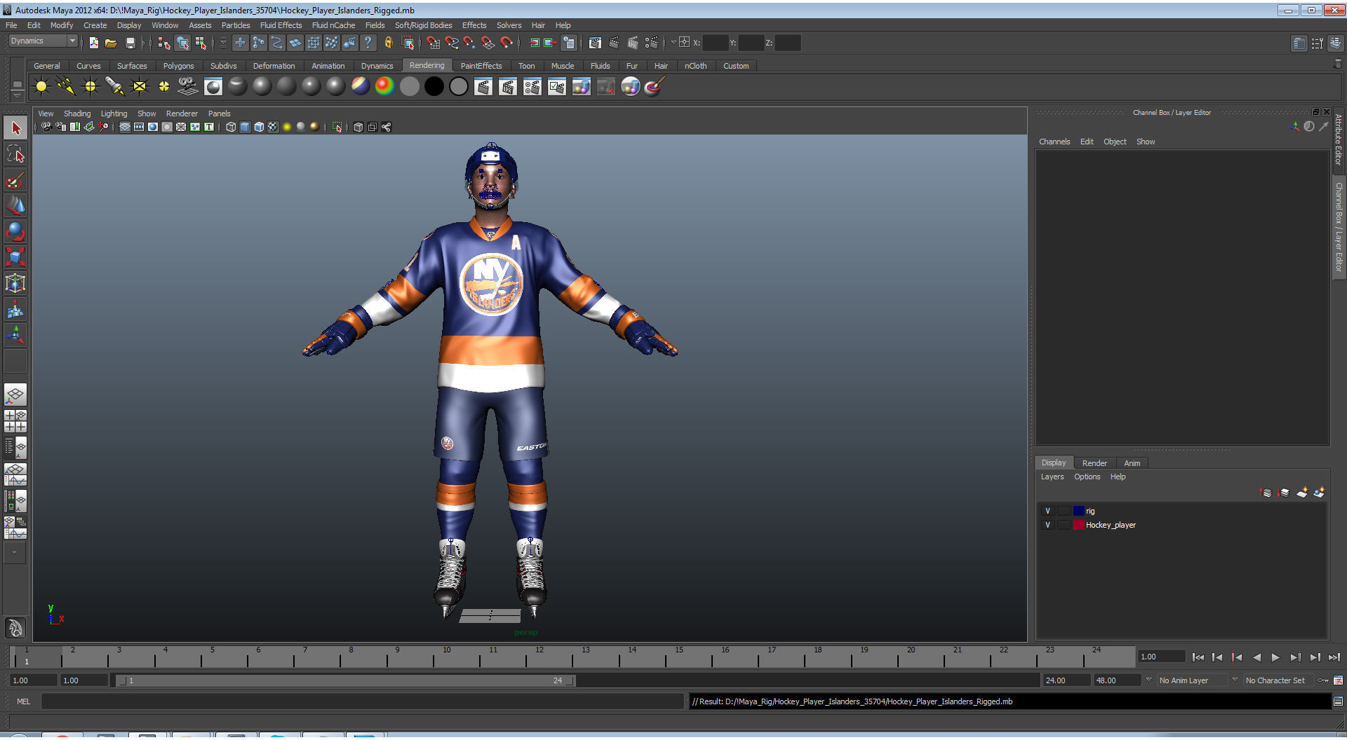 Hockey Player Islanders Rigged for Maya 3D model_44