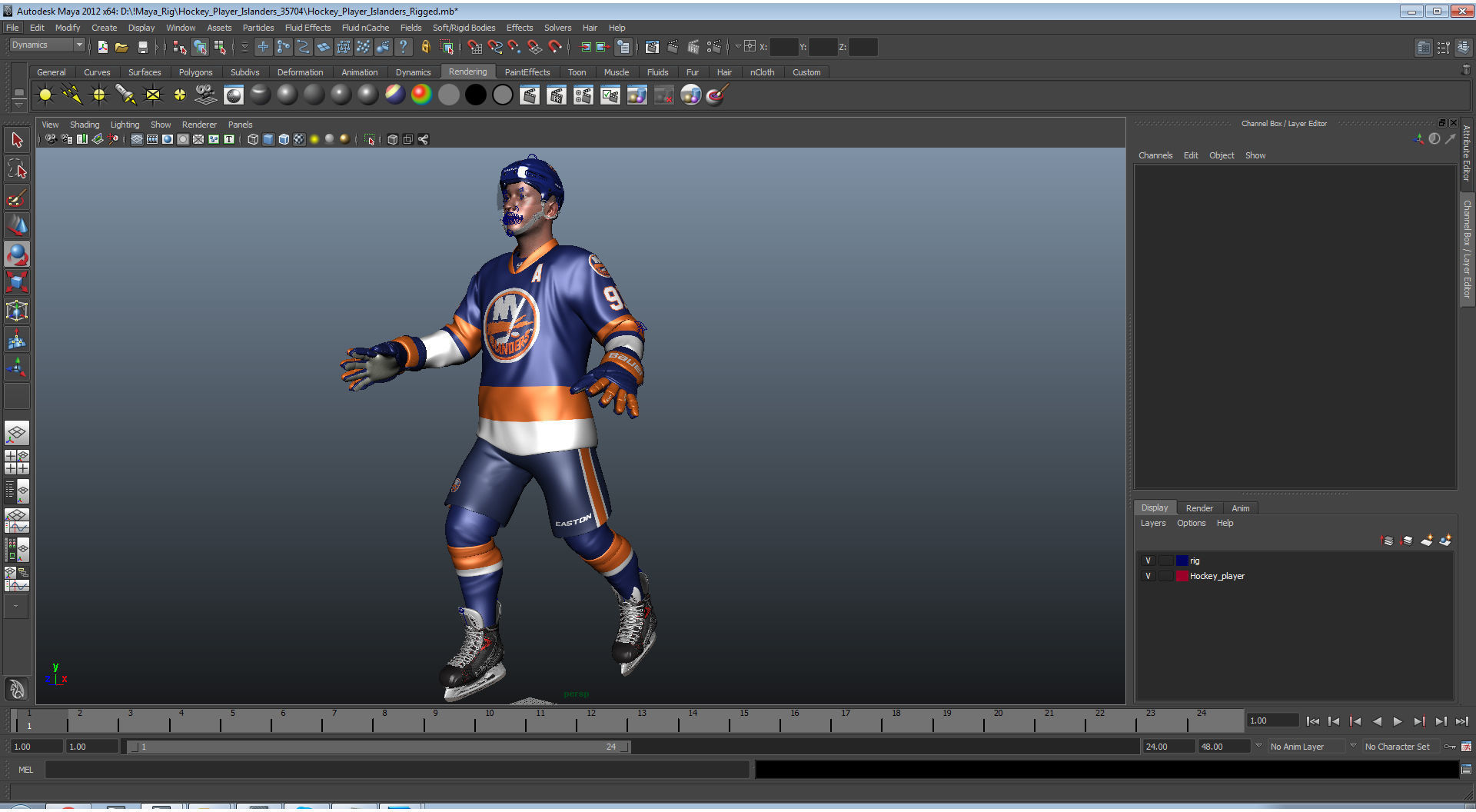 Hockey Player Islanders Rigged for Maya 3D model_45