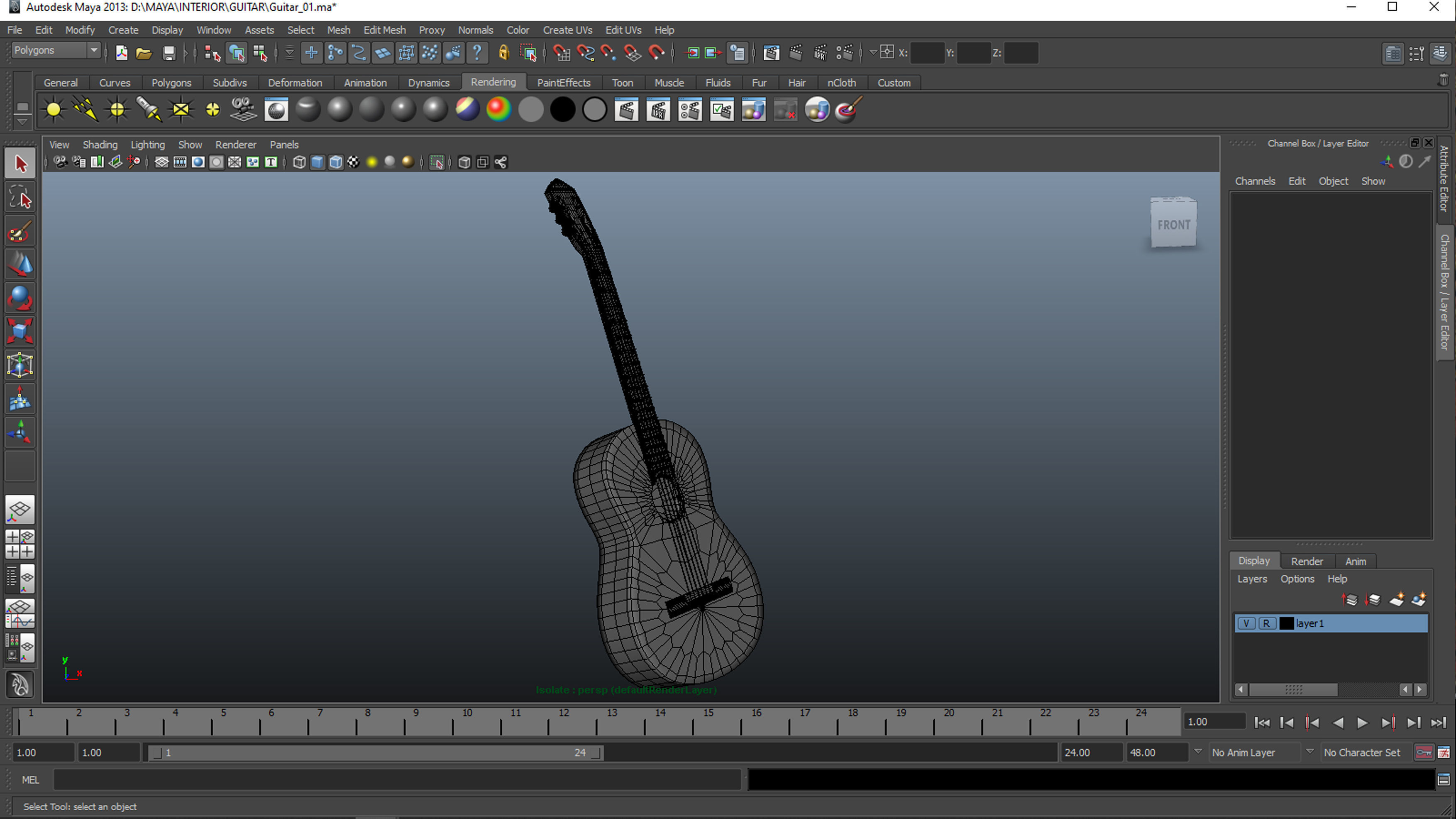 ACOUSTIC GUITAR Low-poly 3D model_7