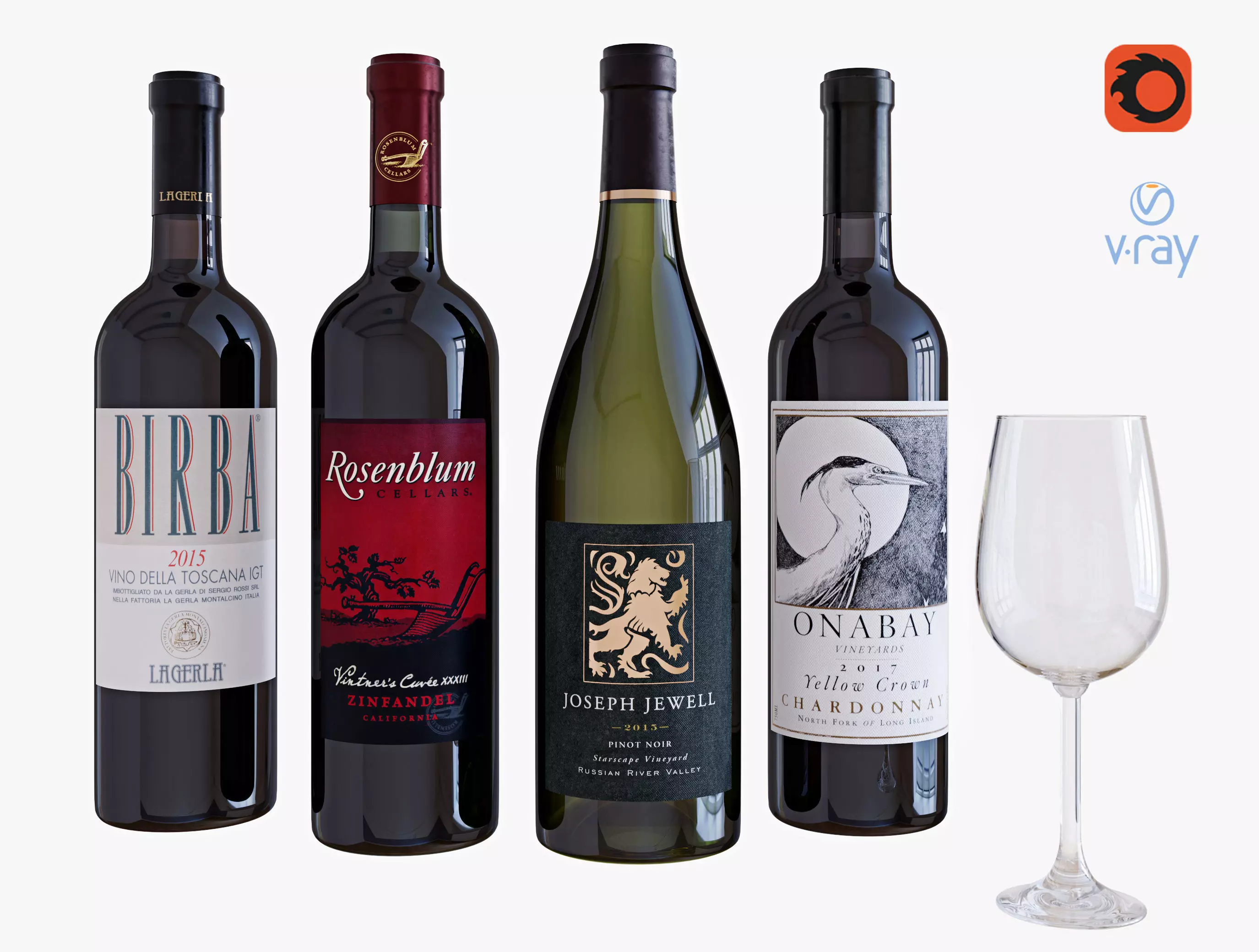 Wine bottle set 8 3D model_0