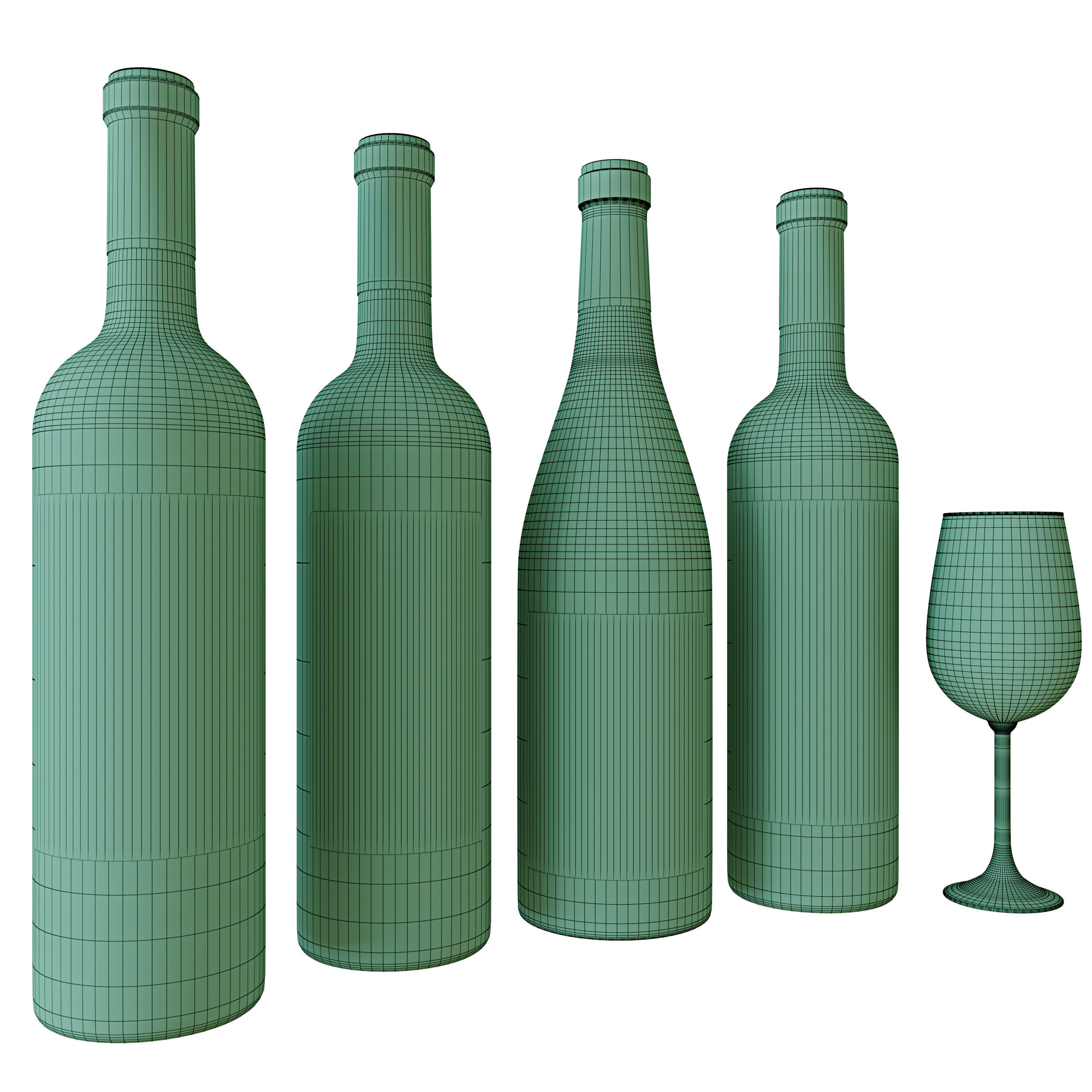 Wine bottle set 8 3D model_6