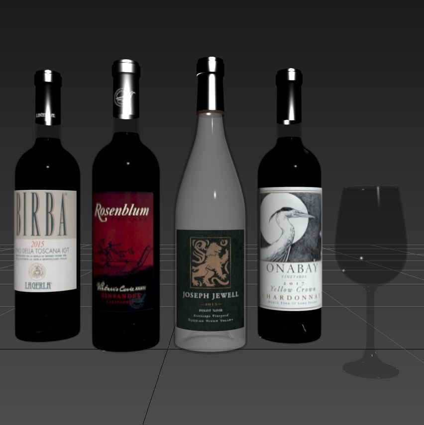 Wine bottle set 8 3D model_4
