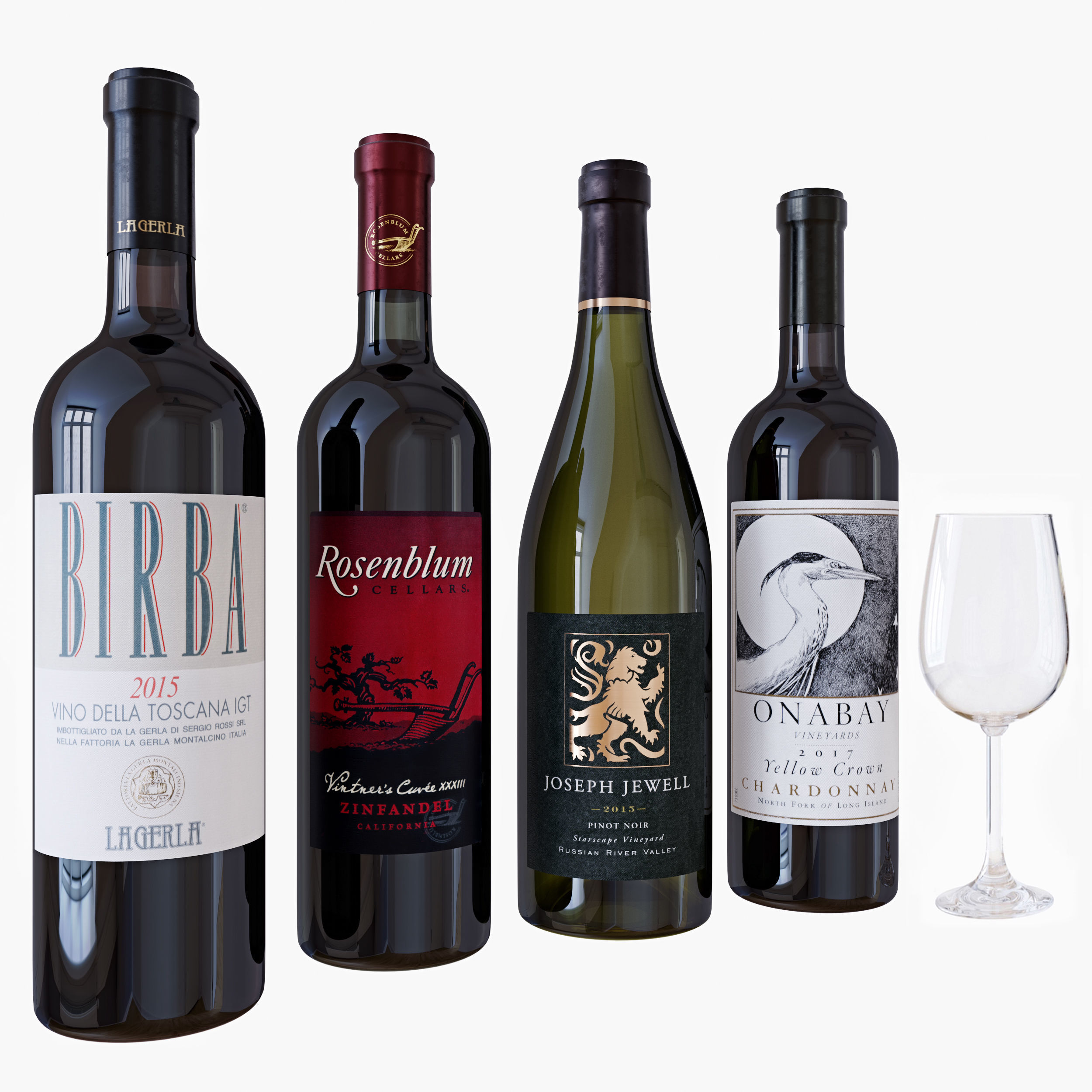 Wine bottle set 8 3D model_1