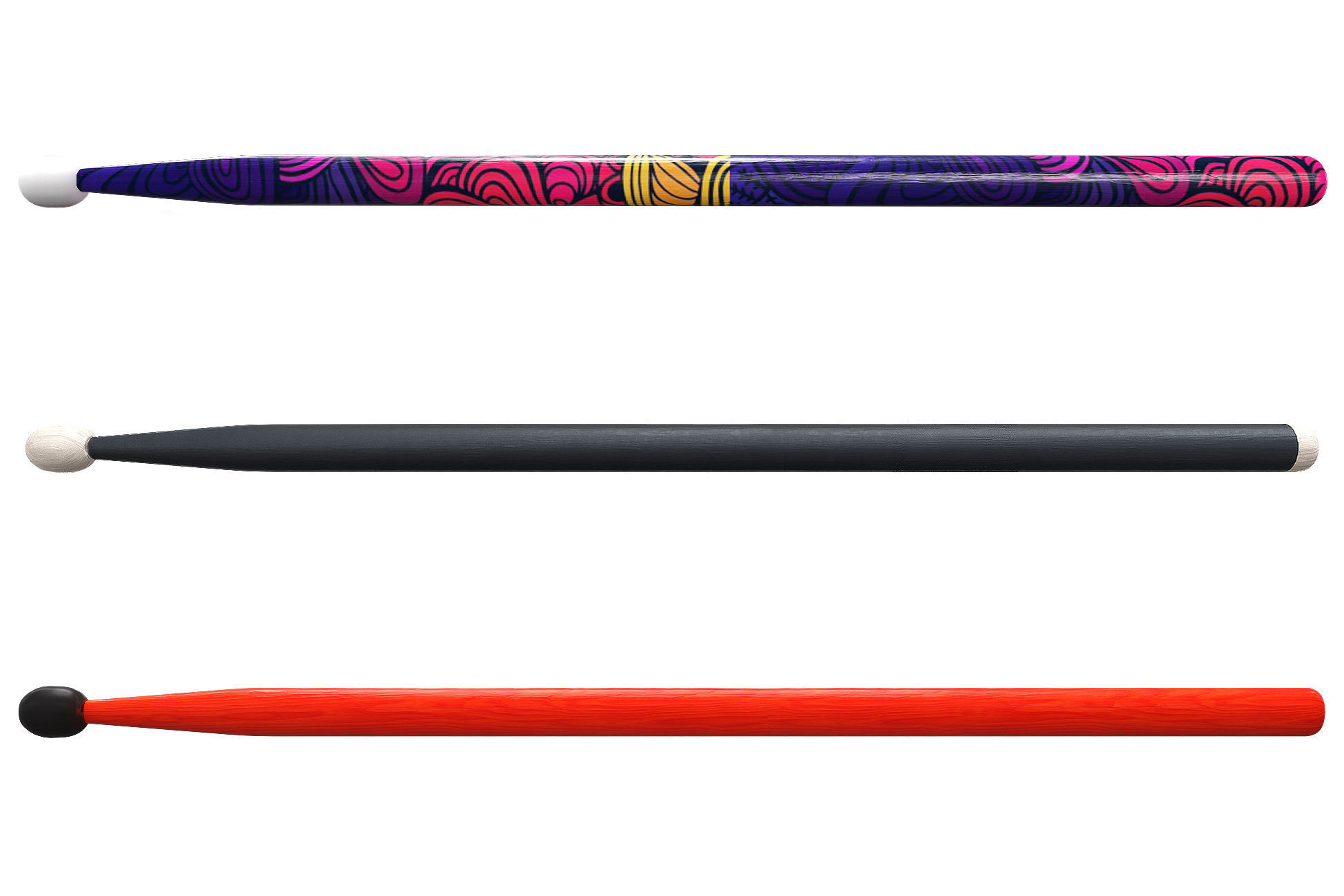 Drumsticks Low-poly 3D model_4