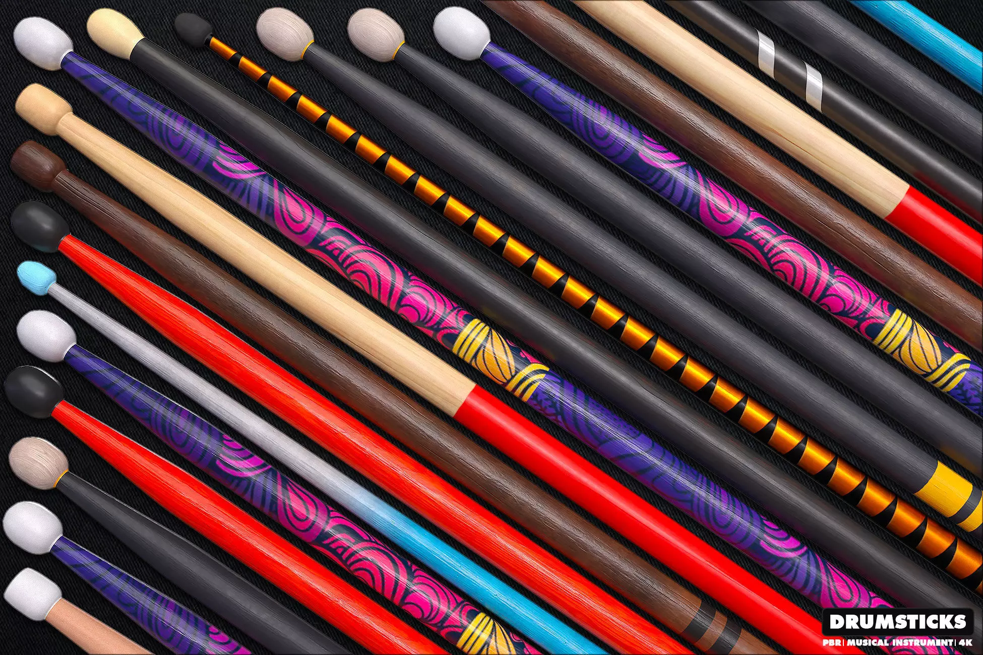 Drumsticks Low-poly 3D model_0