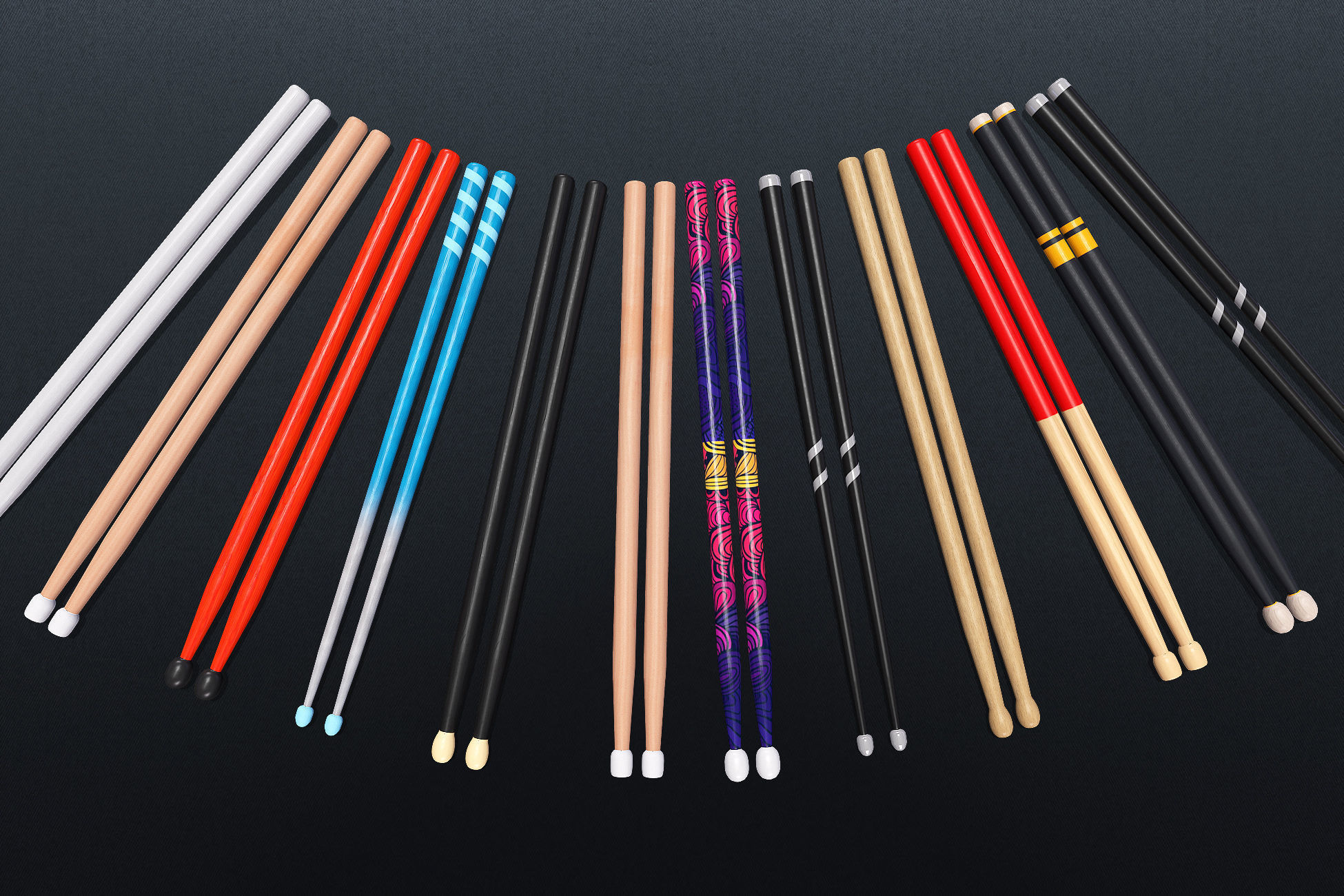 Drumsticks Low-poly 3D model_2