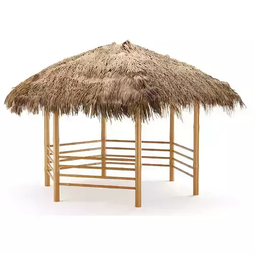 bamboo roof beach restaurant shelter gazebo 3D model