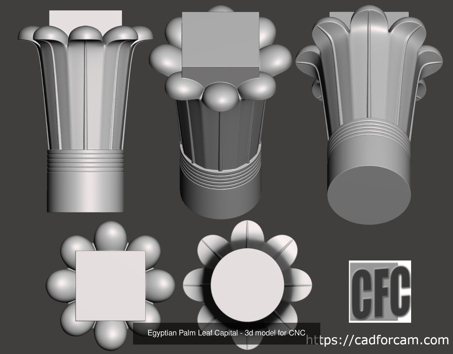 Egyptian Palm Leaf Capital  collection - 2 variants _4