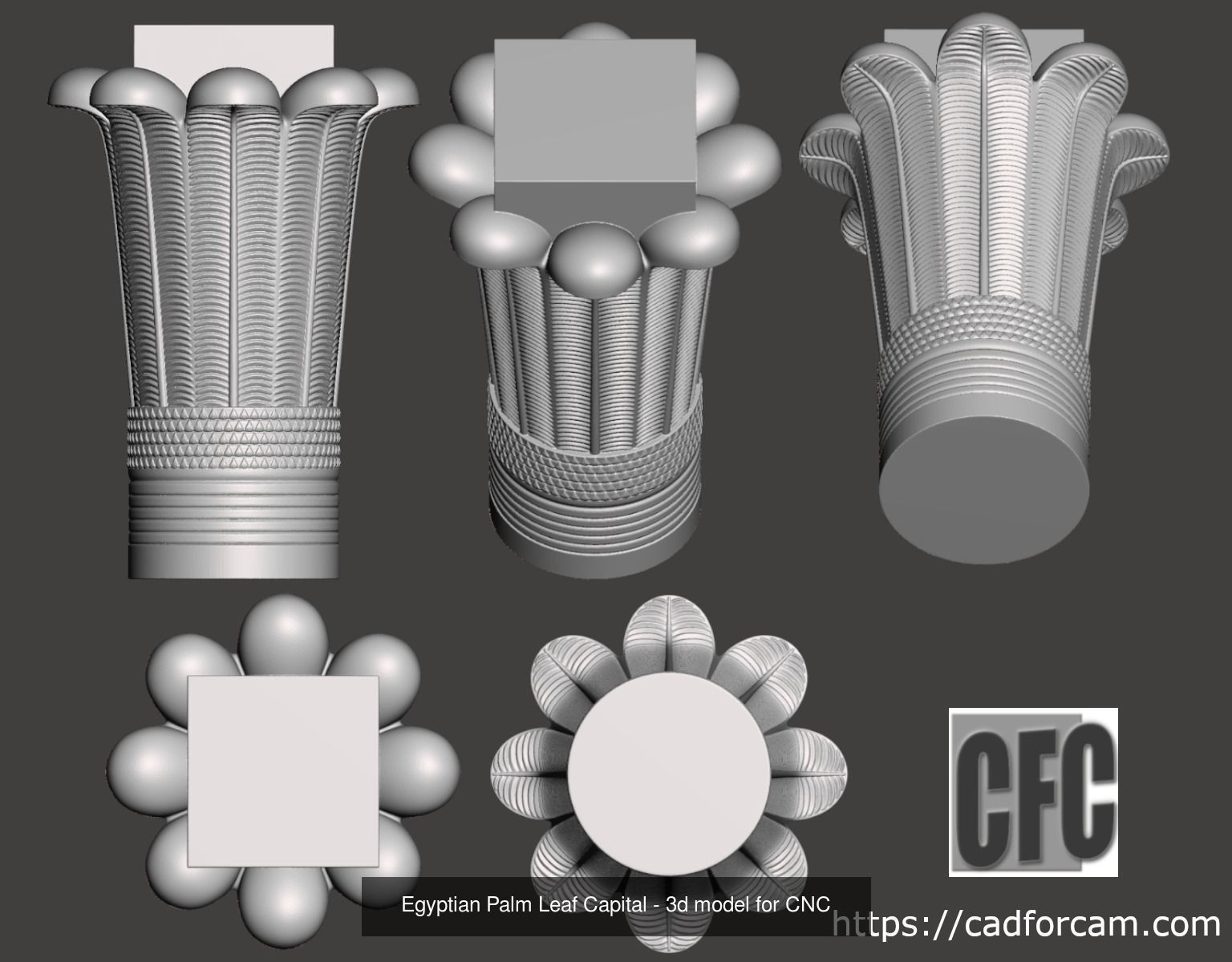 Egyptian Palm Leaf Capital  collection - 2 variants _3