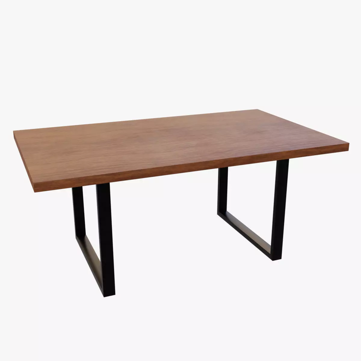 Table with wooden top and metal legs Free 3D model_0