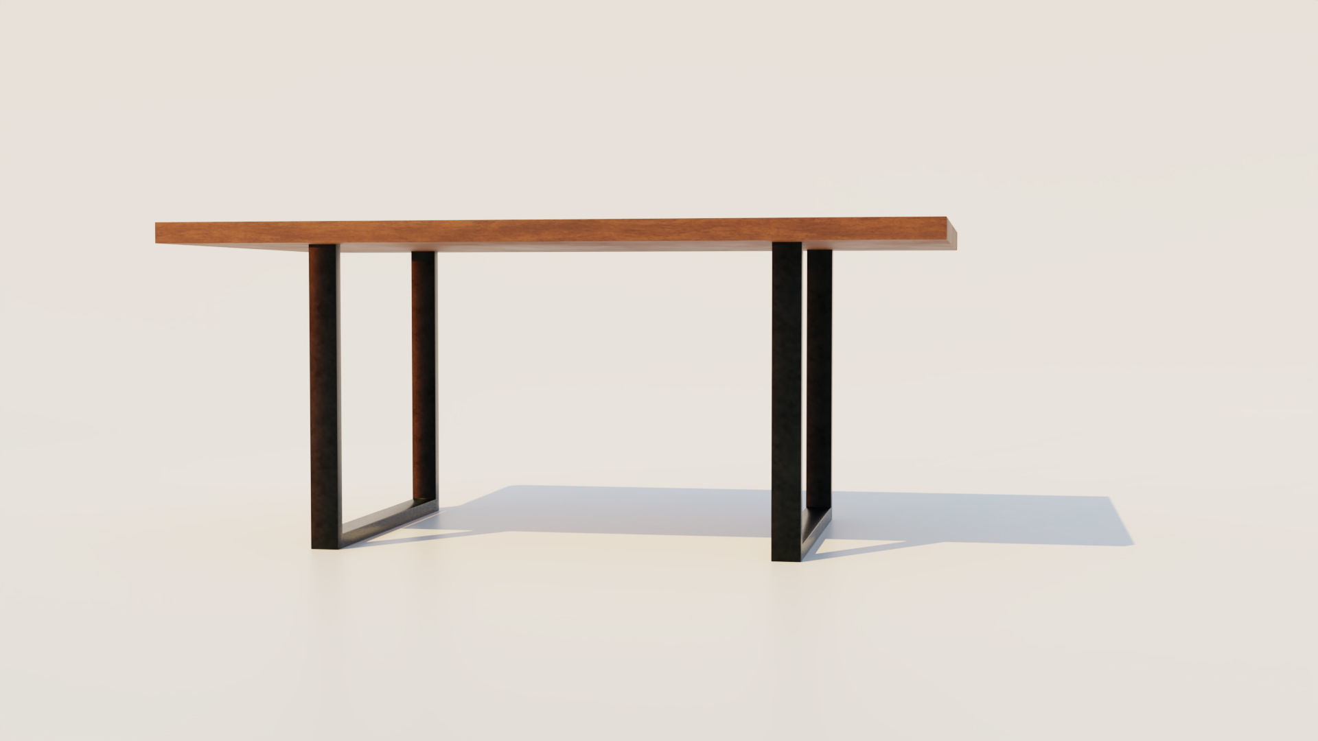 Table with wooden top and metal legs Free 3D model_8