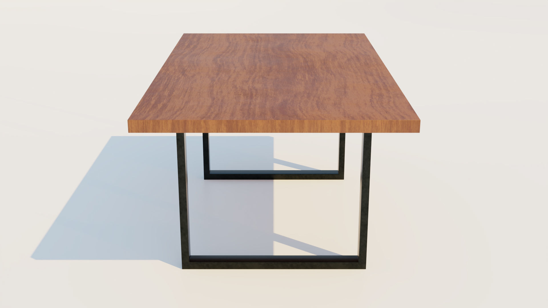 Table with wooden top and metal legs Free 3D model_7