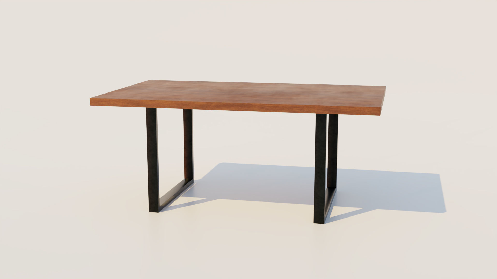 Table with wooden top and metal legs Free 3D model_5