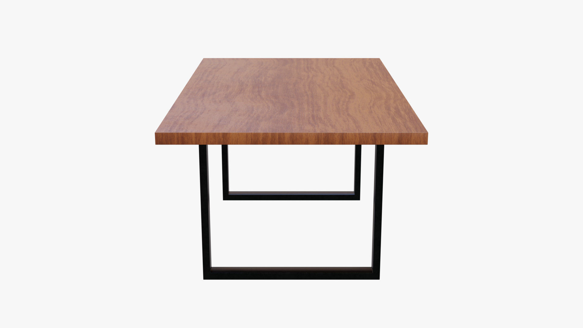 Table with wooden top and metal legs Free 3D model_2