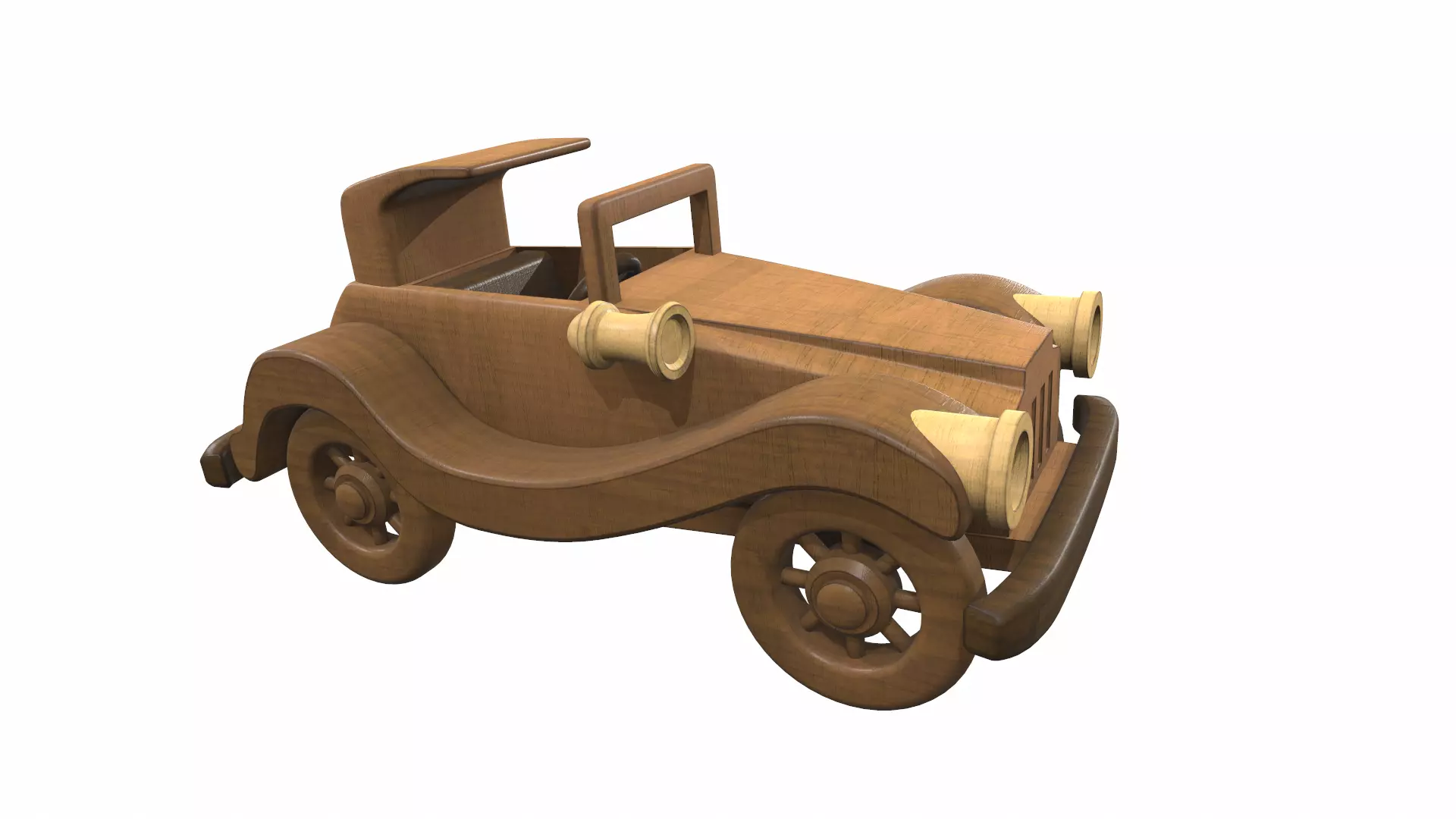 Wooden car toy retro 1 Free 3D model