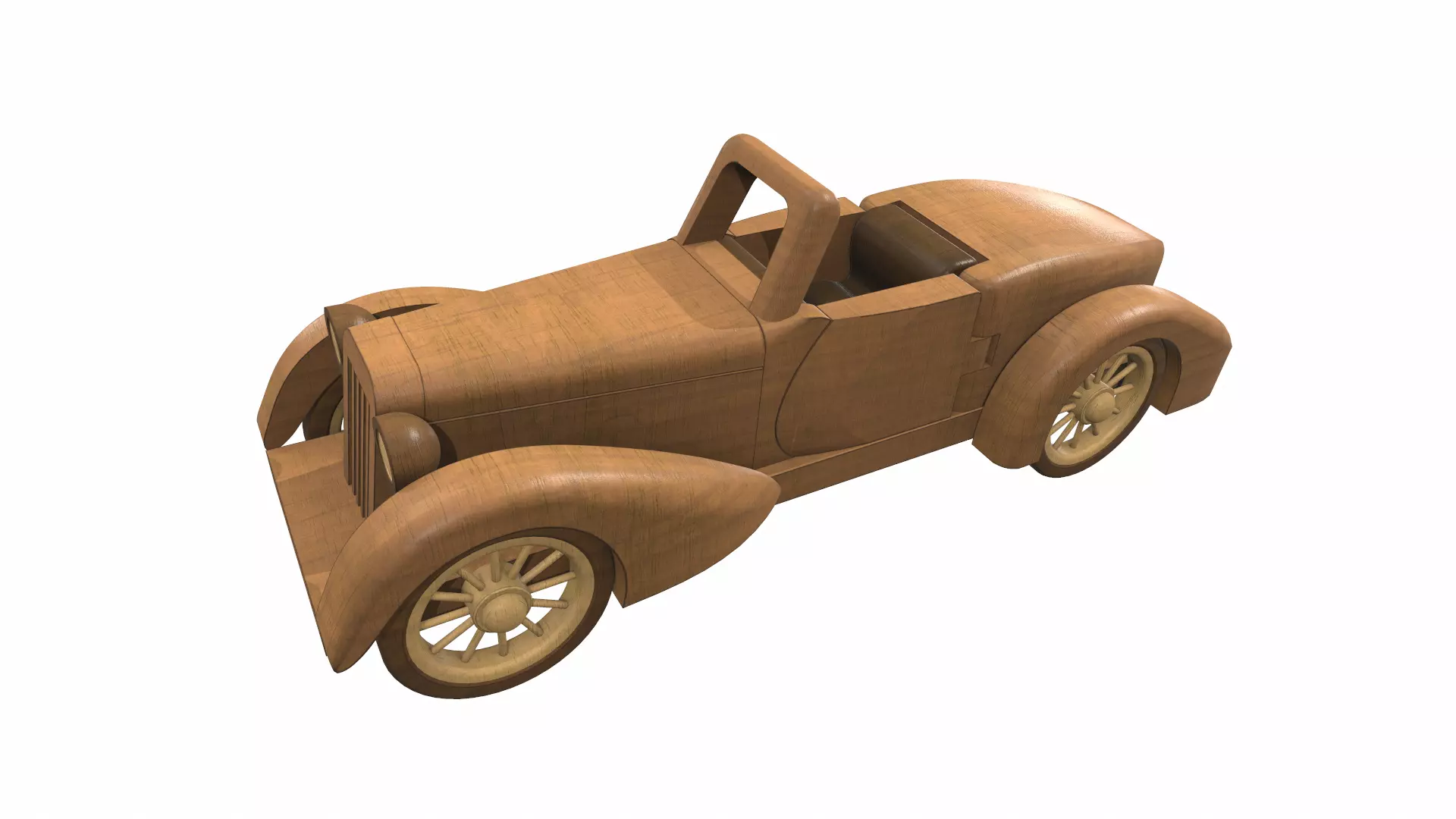 Wooden car toy retro 2 Free 3D model