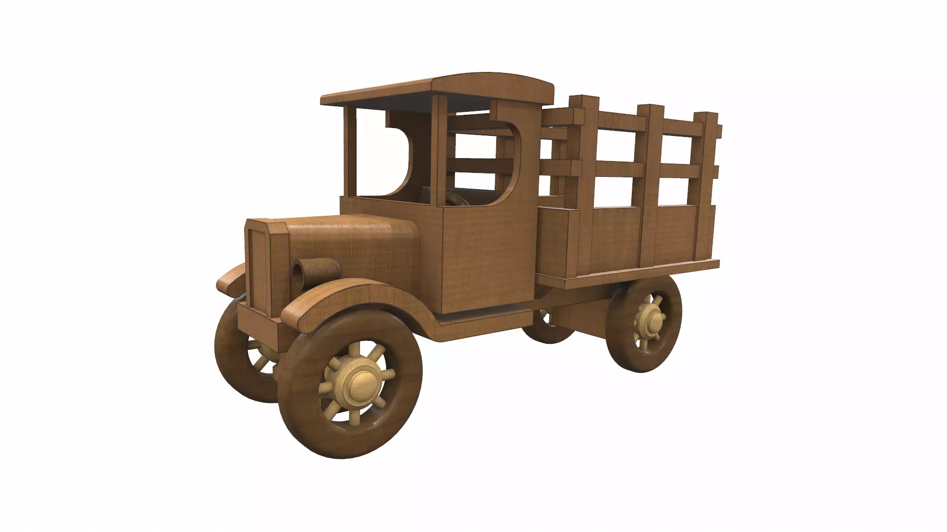Wooden car toy truck 2 Free 3D model