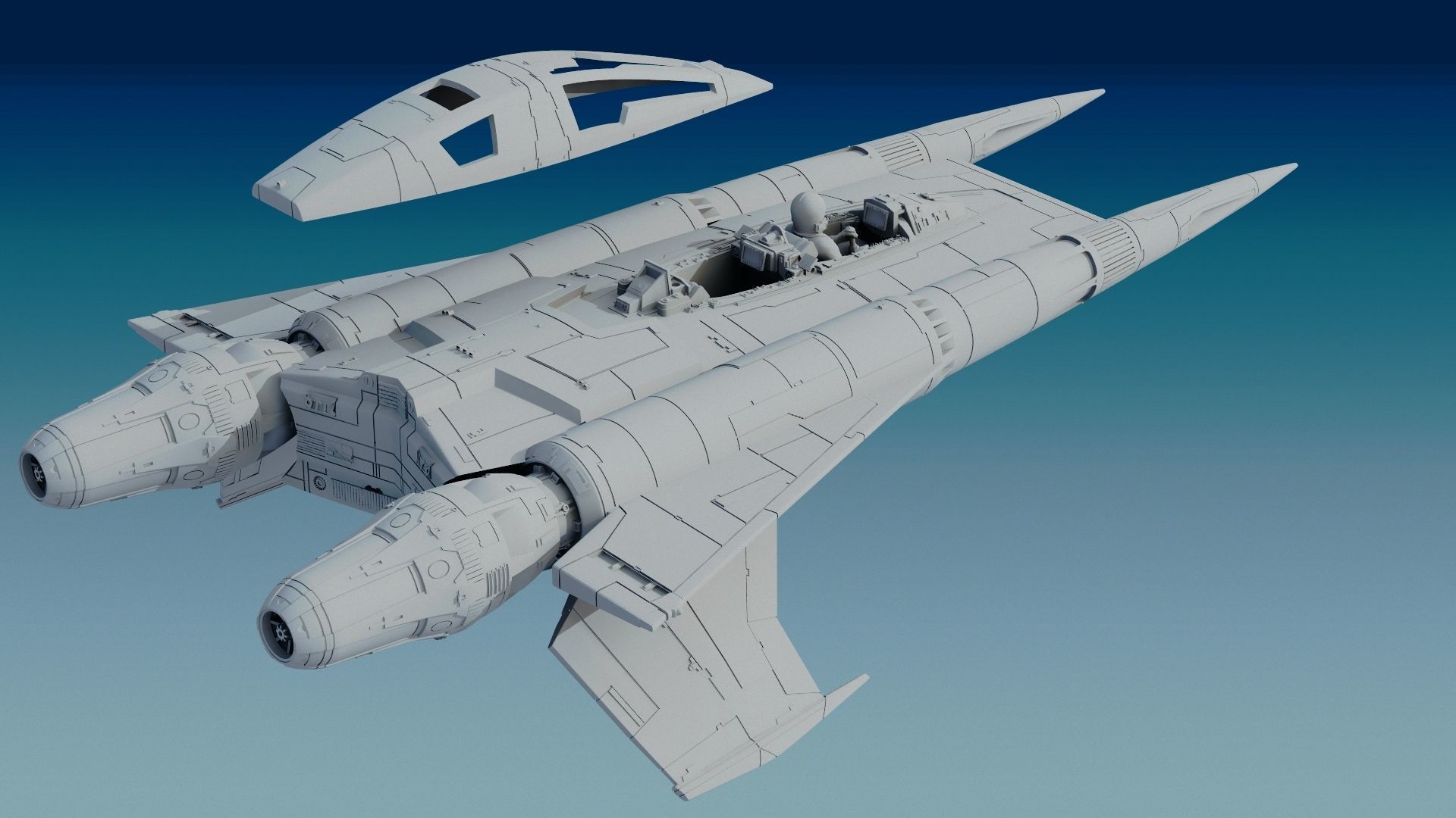 Buck Rogers StarFigther Thunder Fighter STL FILE 3D print model_1