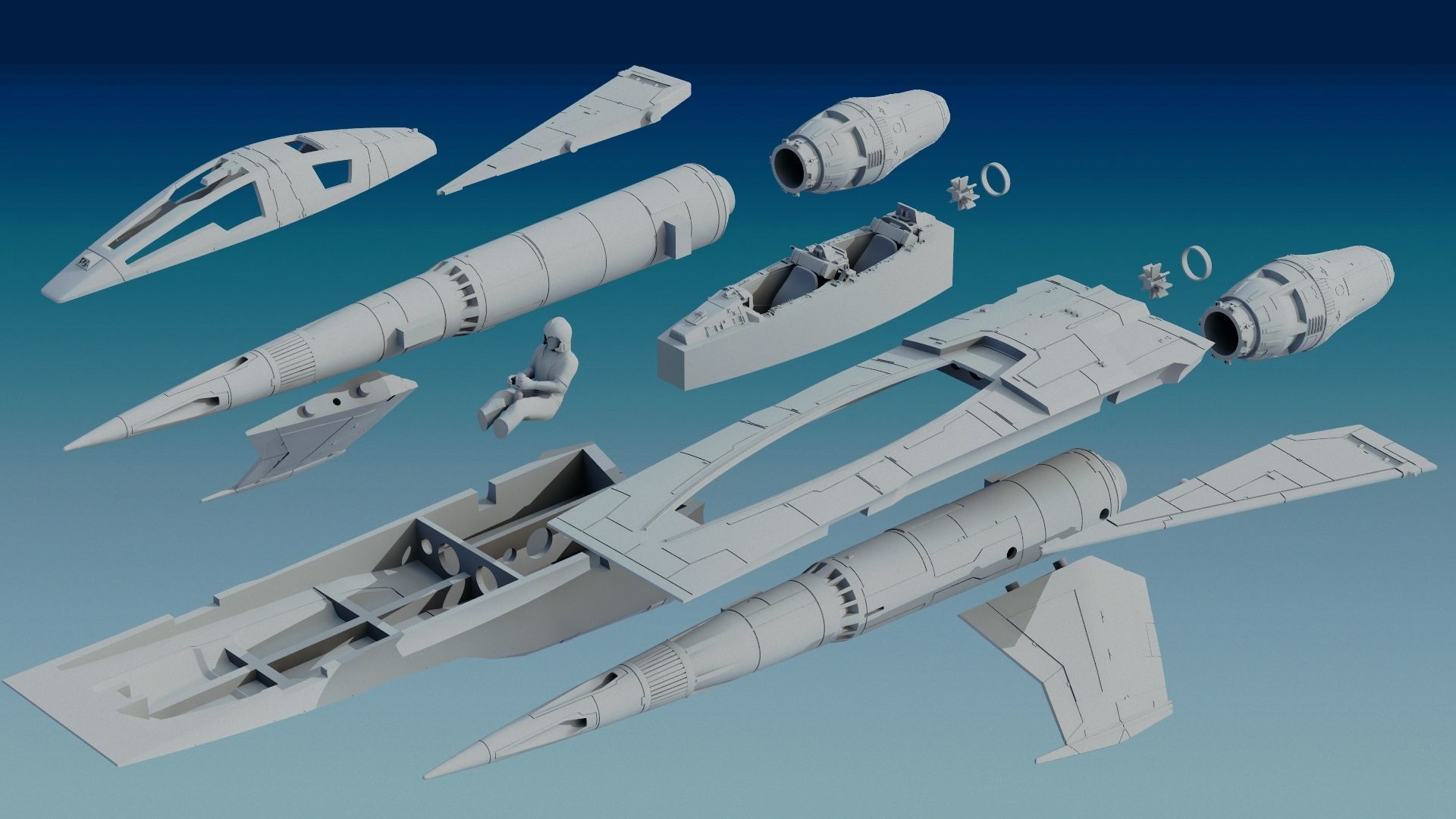 Buck Rogers StarFigther Thunder Fighter STL FILE 3D print model_2