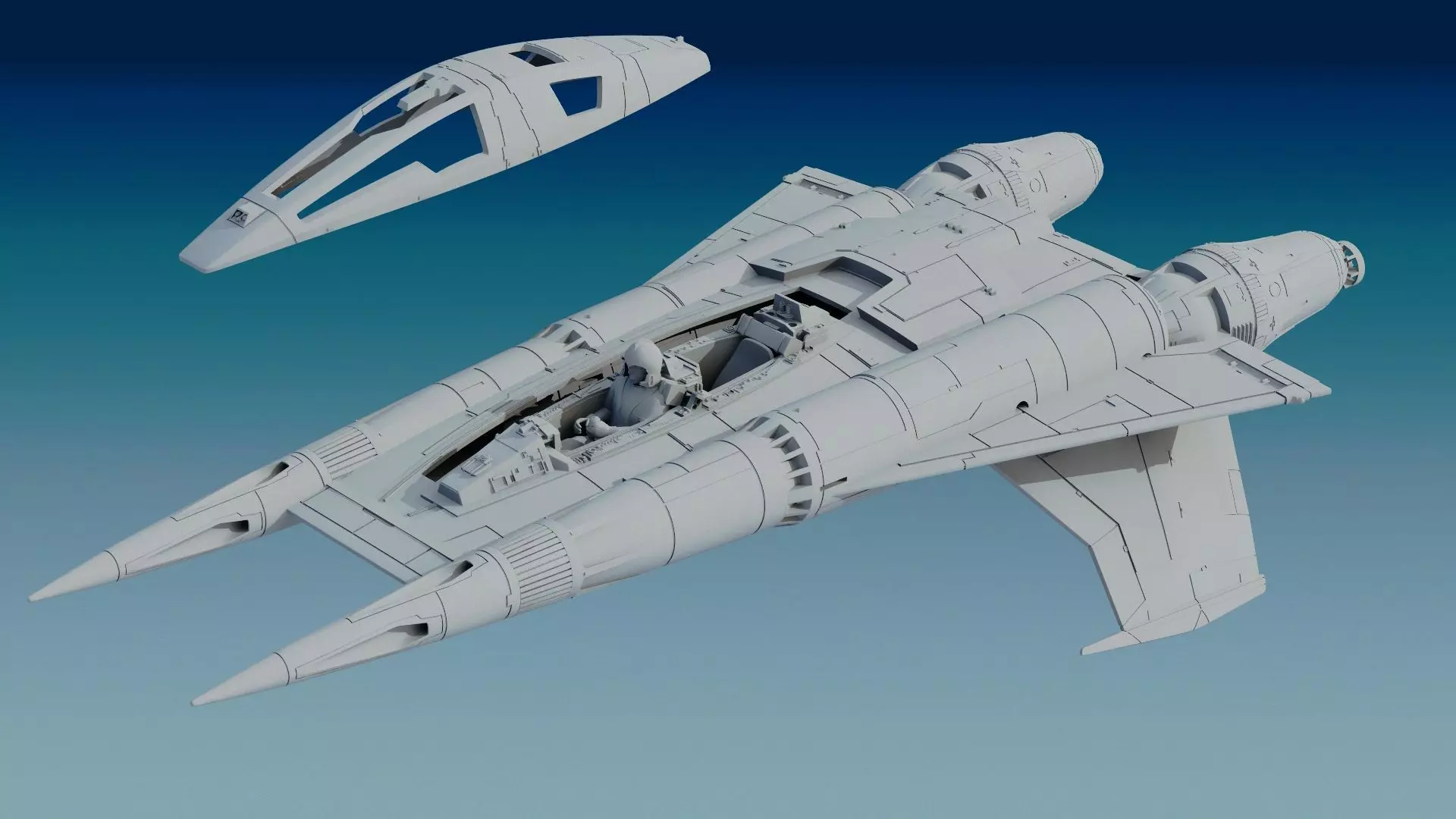 Buck Rogers StarFigther Thunder Fighter STL FILE 3D print model_0