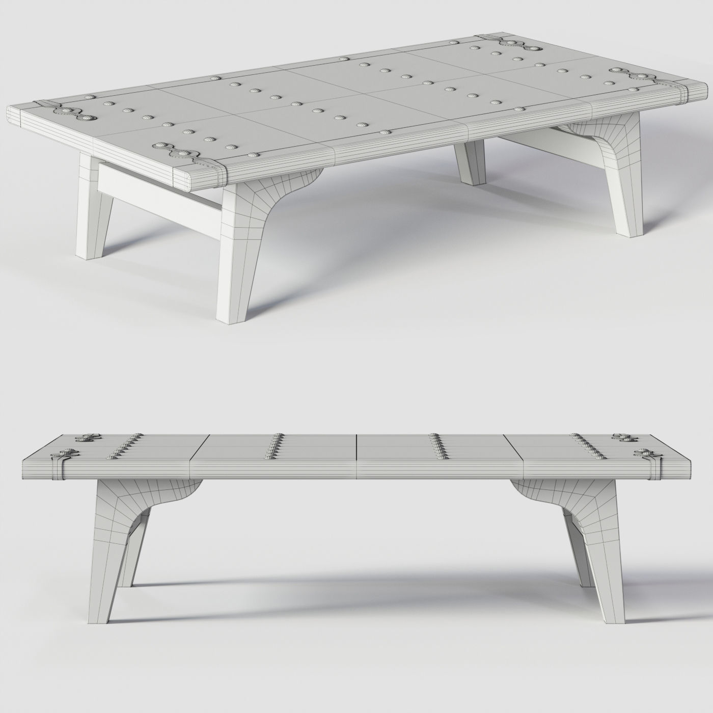 Coffe table Low-poly 3D model_3