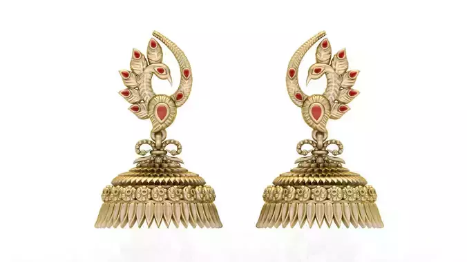 Peacock Antique Traditional Earing  3D print model