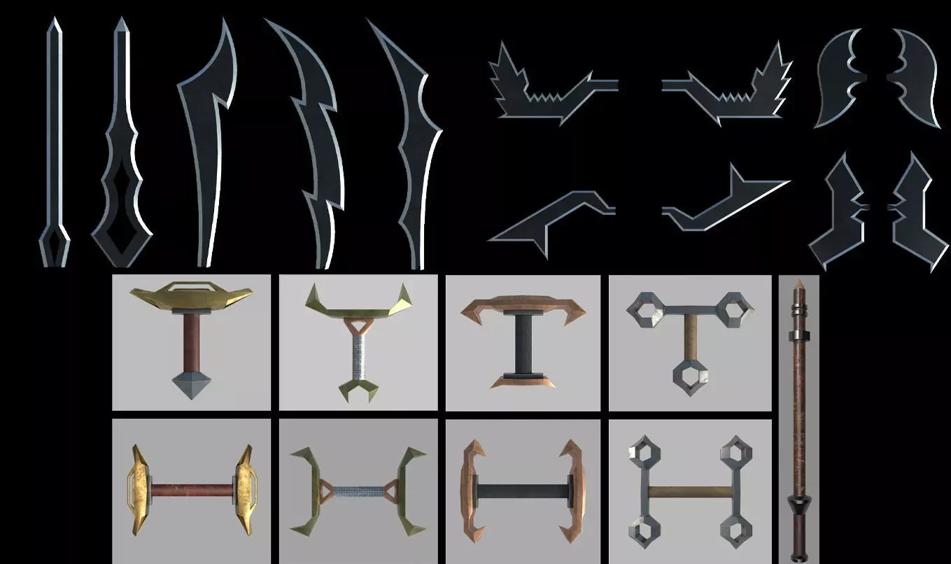 3D model Medieval Sword Pack - Modular Weapons VR / AR / low-poly ...